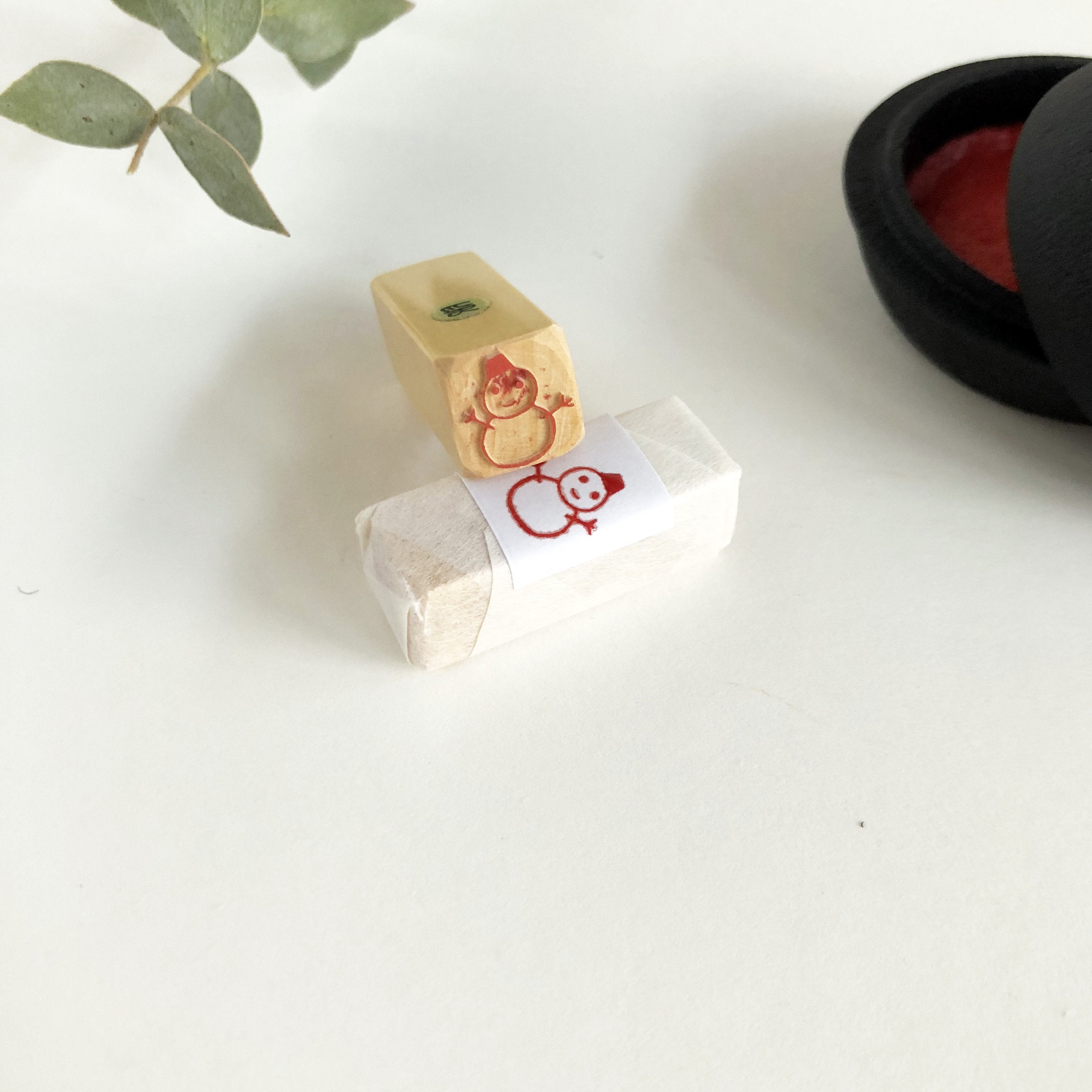 KYUKANDO Yura-No-In Wooden Stamp - Snowman-niconeco zakkaya