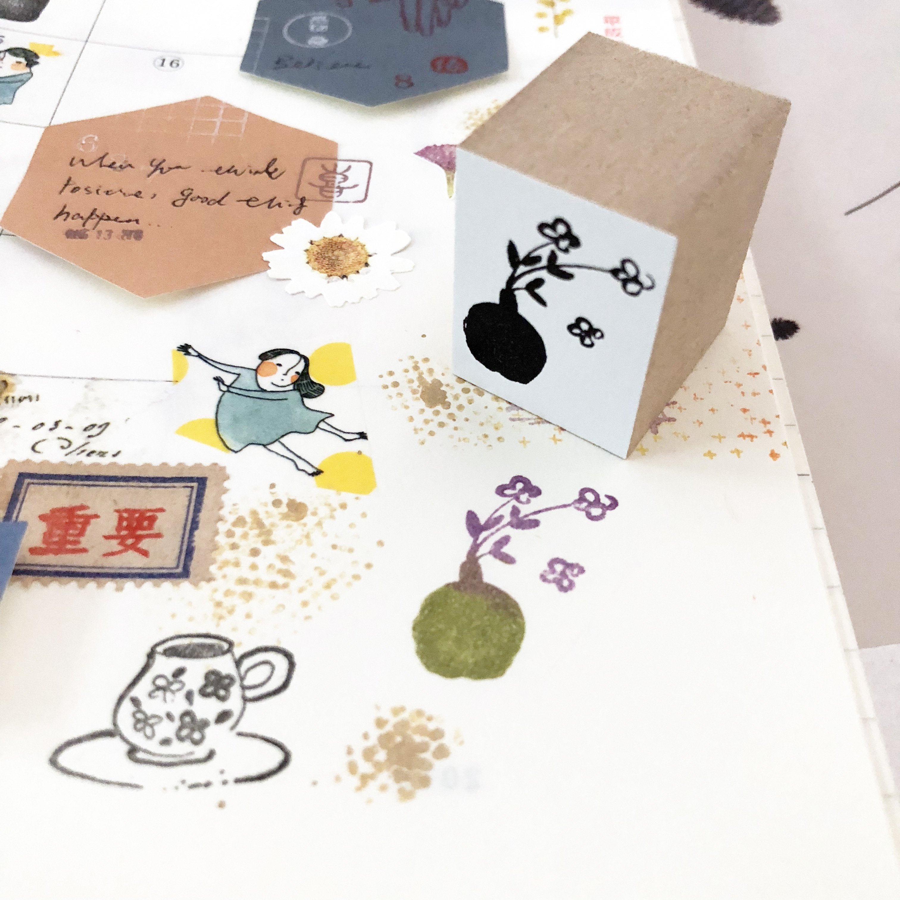 niconeco zakkaya x Hiraoka Hitomi Collabration Rubber Stamp - White Flowers-niconeco zakkaya