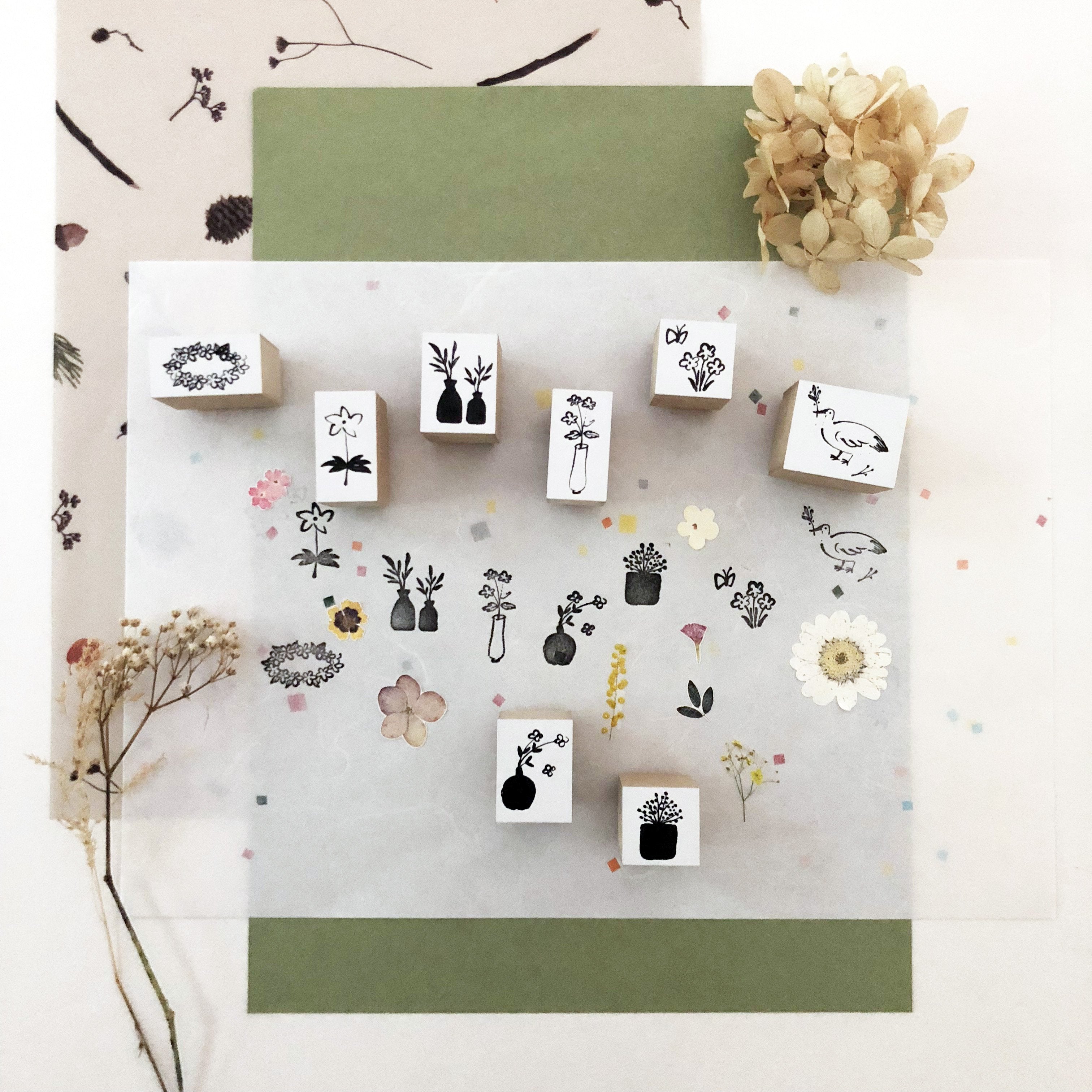 niconeco zakkaya x Hiraoka Hitomi Collabration Rubber Stamp - White Flowers-niconeco zakkaya