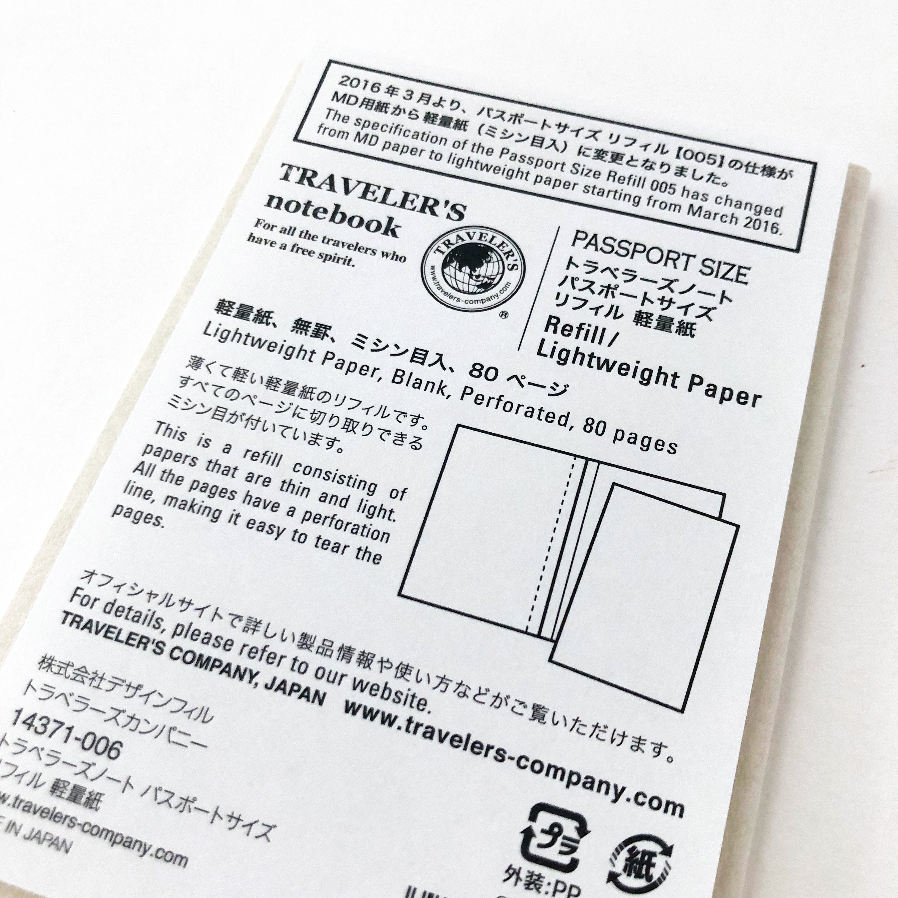 Traveler's Notebook 005 Lightweight Paper Refill (Passport Size)-niconeco zakkaya